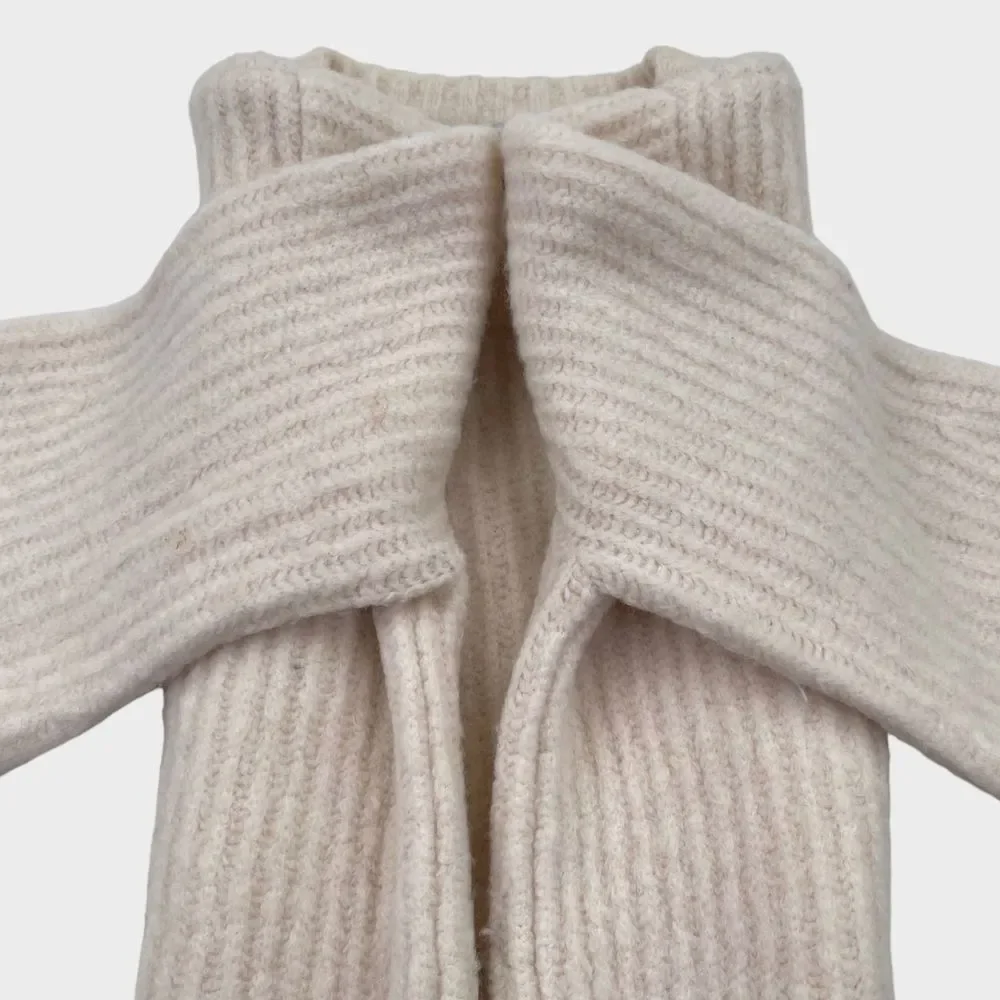 BELLA FREUD Hunky Dory Ribbed Knit Wool Sweater in Ivory Women's Size XS - Picture 10 of 14